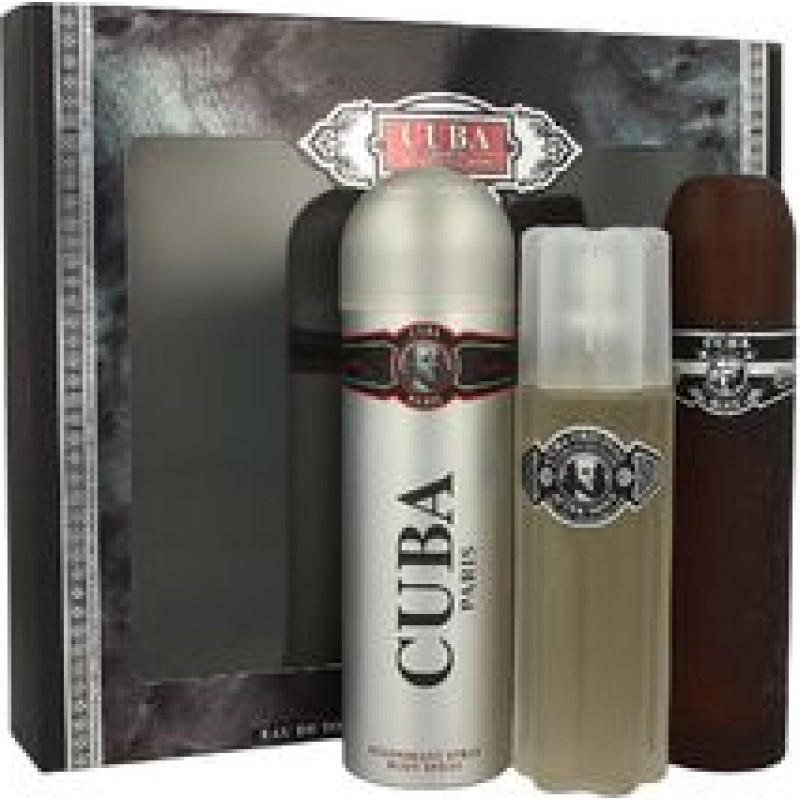 Cuba Black Gift Set 100 ml EDT, After Shave Cuba Black 100 ml and deospray Cuba Black 200 ml