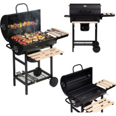 Multigarden Grill węglowy ogrodowy z pokrywą termometr popielnik drewniane p&oacute;łki MultiGarden