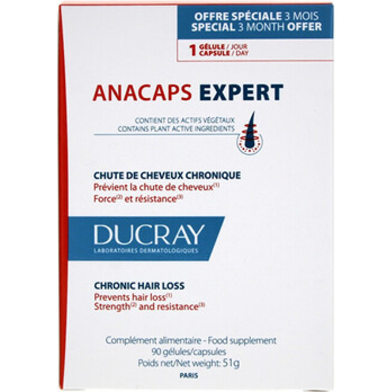 Ducray Anacaps Expert Chronic Hair Loss 90 kapsl&iacute; - Doplněk stravy proti pad&aacute;n&iacute; vlasů