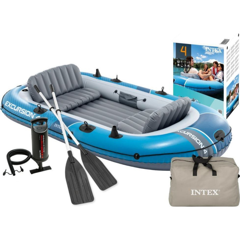 Intex Ponton dmuchany Excursion 4 4-osobowy pompka 2 wiosła torba INTEX 66324