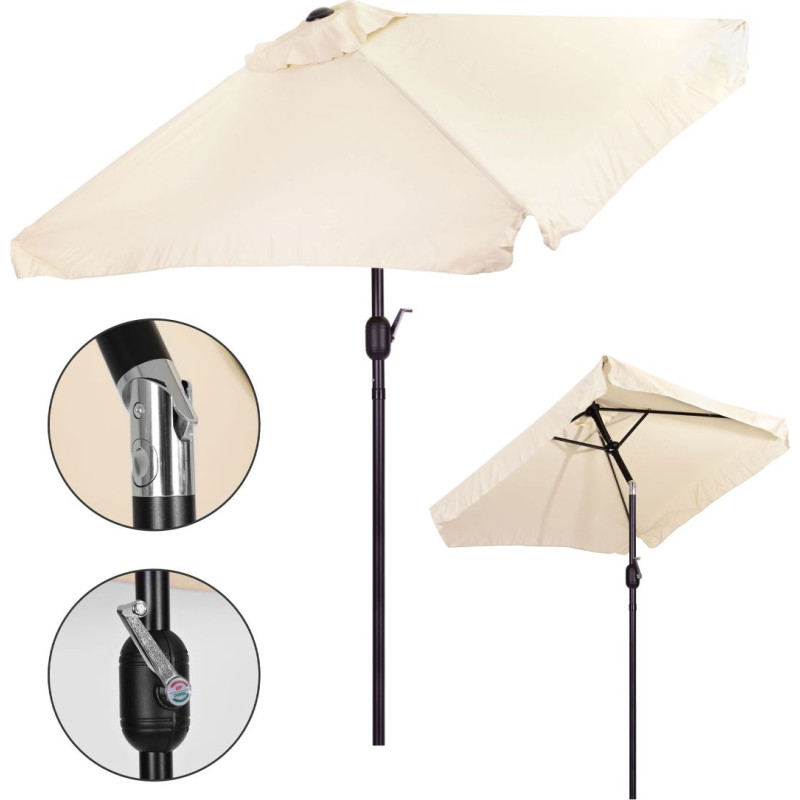 Multigarden Large rectangular garden umbrella, tilt mechanism, crank handle, beige, 200x140 cm, MultiGarden