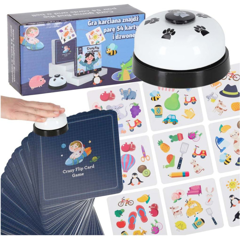 Kāršu spēle atrast pāri 54 kartes un zvans