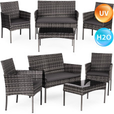 Multigarden Garden furniture set made of technorattan, bench, table, chairs, grey, MultiGarden