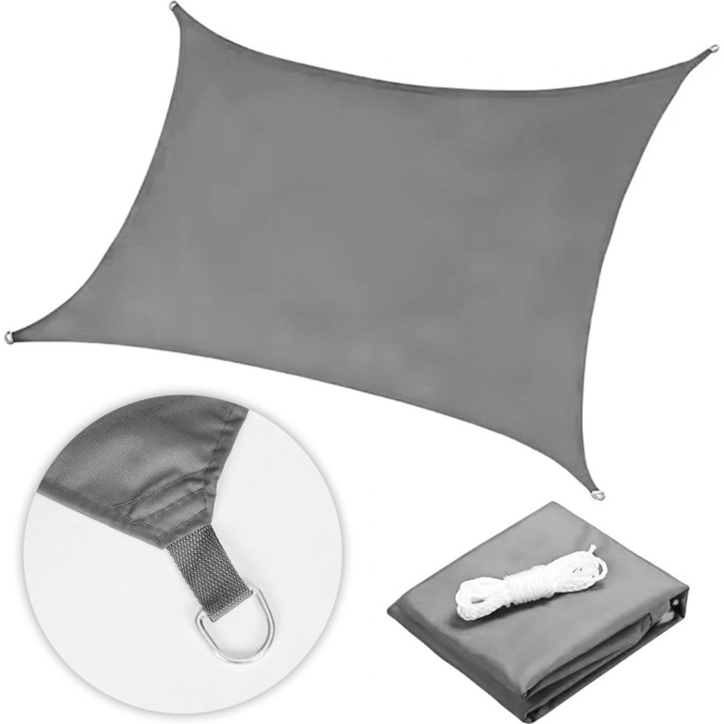 Multigarden Square sunshade sail, waterproof canopy, 3x3 m, gray, MultiGarden