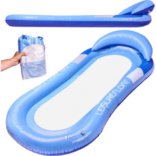 Piepūšamais pludmales matracis šūpuļtīkls ūdens atpūtas krēsls peldbaseins zils