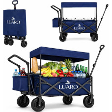 Wózek transportowy LUARO plażowy składany z daszkiem i siatką granatowy