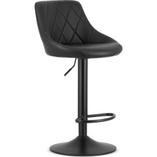 Leobert Swivel Bar Stool with Height Adjustment, Footrest, Black Faux Leather