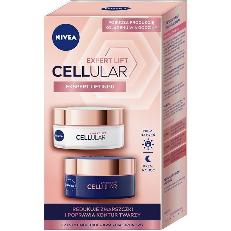 Komplekts Nivea Cellular Expert Lift SPF30: dienas pretgrumbu krēms, 50 ml + nakts pretgrumbu krēms, 50 ml