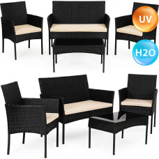 Multigarden Garden furniture set made of technorattan, bench, table, chairs, black, MultiGarden