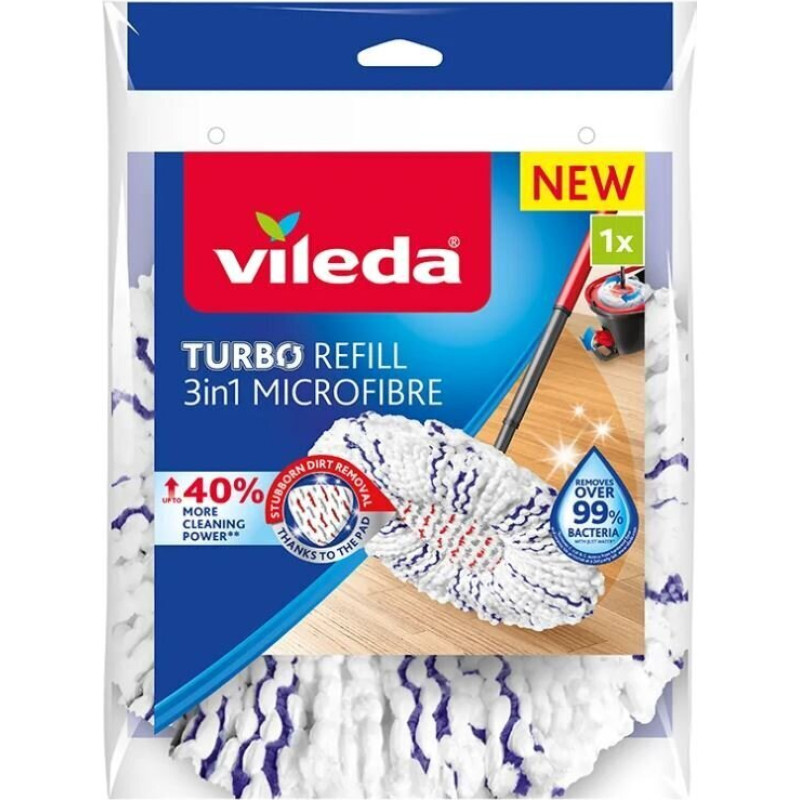 VILEDA - VILEDA Turbo 3in1 mikrošķiedras mopja VILEDA Turbo 3in1 mopja rezerves galviņa