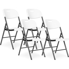 Multigarden Set of 4 folding chairs, catering set, metal, HDPE, white, ModernHome
