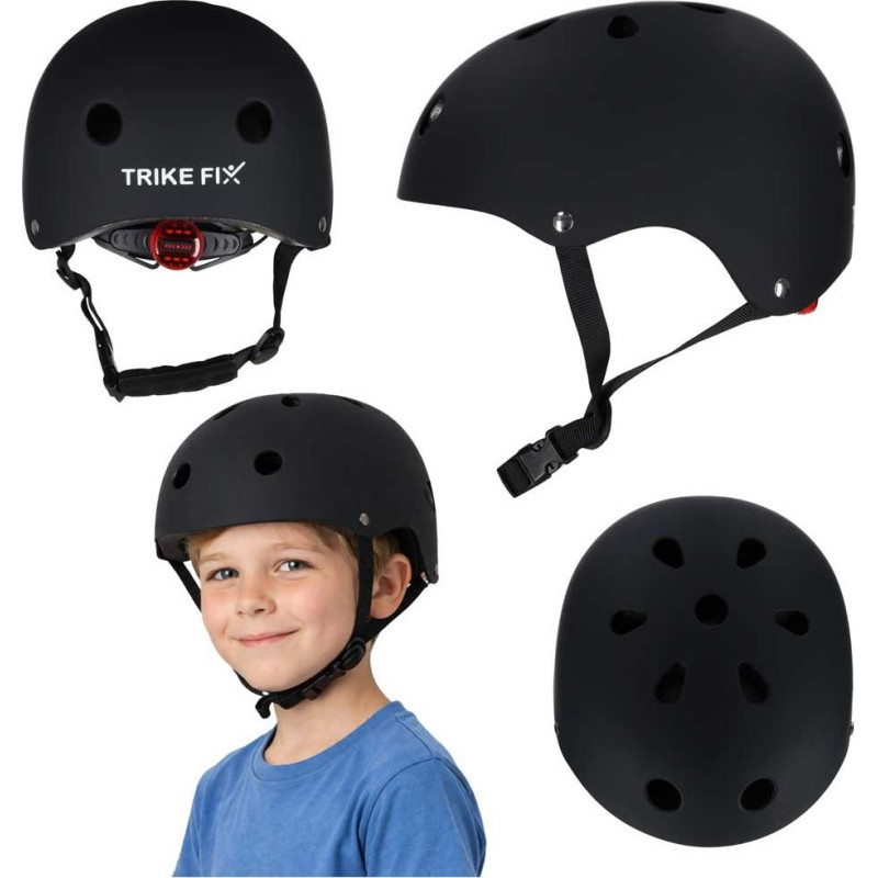 Trike Fix bērnu velosipēdu ķivere regulējama LED M 55-58cm melna