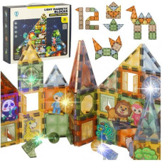 3D konstruktors Magnētiskie ķieģeļi Apgaismots dzīvnieku parks 90 el.