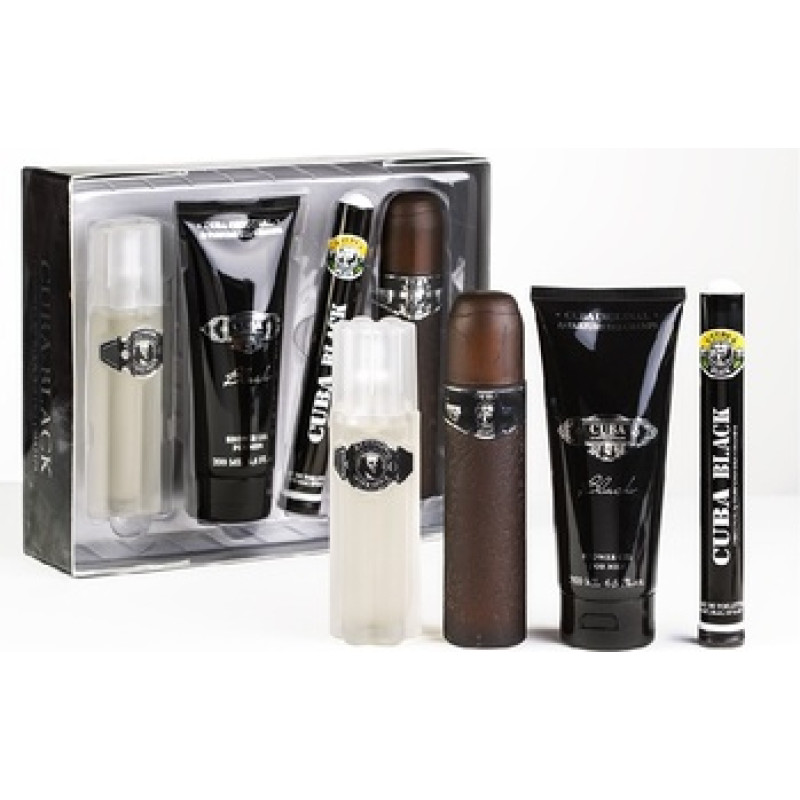 Cuba Black D&aacute;rkov&aacute; sada EDT 100 ml, EDT 35 ml, After Shave ( voda po holen&iacute; )  100 ml a sprchov&yacute; gel 200 ml