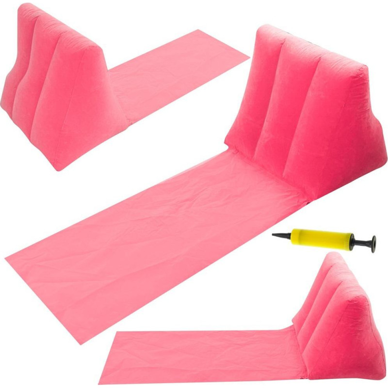 Pludmales paklājs ar atzveltni piepūšams rozā