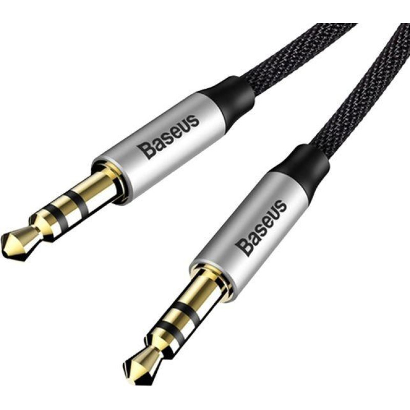 Baseus kabeļa audio Yiven M30 ligzda 3,5 mm - ligzda 3,5 mm 1,0 m sudraba-melna
