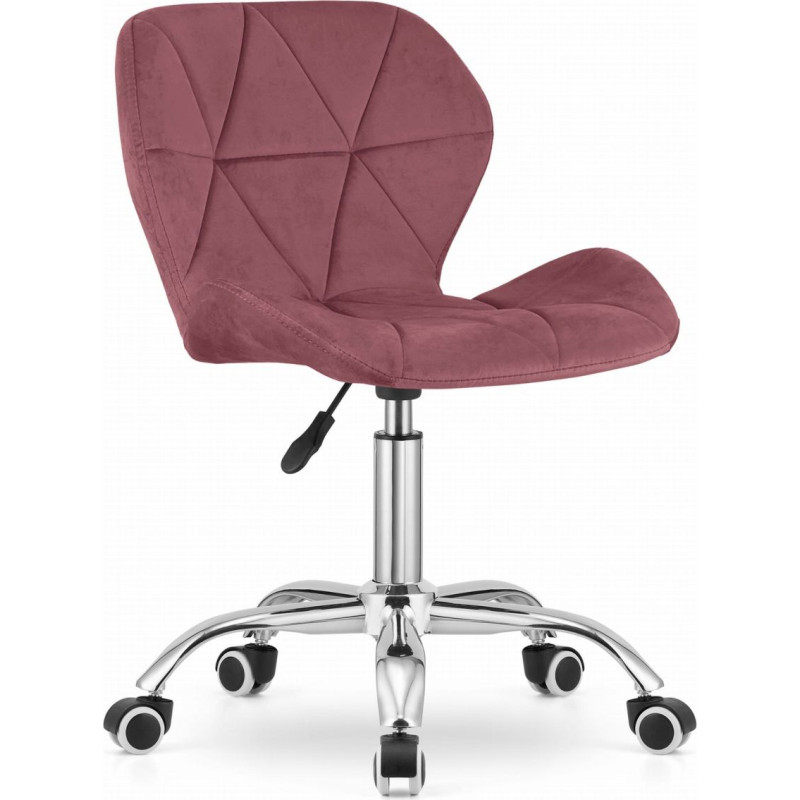 Leobert Swivel Office Chair with Wide Backrest Velvet Dark Pink