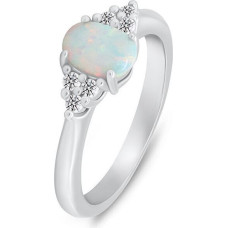 Brilio Silver Pienācīgs sudraba gredzens ar opālu un cirkoniem RI109W