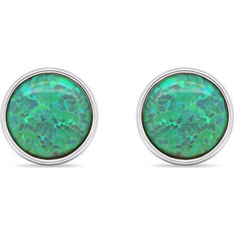 Brilio Silver Sudraba auskari ar kniedēm ar zaļiem sintētiskiem opāliem EA579WG sBS2460