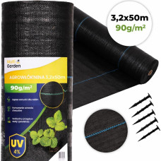 Multigarden Black UV-resistant agro fabric 90 g/m&sup2; weed control mat 3.2&times;50 m, pins, MultiGarden