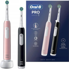 Oral-B Pro Series 1 Elektriskā zobu birste duo Rozā un melnā, 3D tīrīšana, 2 birstes galviņas, 1 lādētājs
