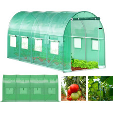 Bauerkraft Szklarnia tunel ogrodowy foliowy 4x2x2 m 8 m&sup2; metalowy stelaż folia UV 2 wejścia