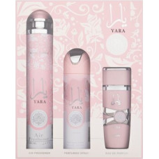 Lattafa Perfumes Yara D&aacute;rkov&aacute; sada EDP 100 ml, deospray 200 ml a bytov&aacute; vůně 300 ml