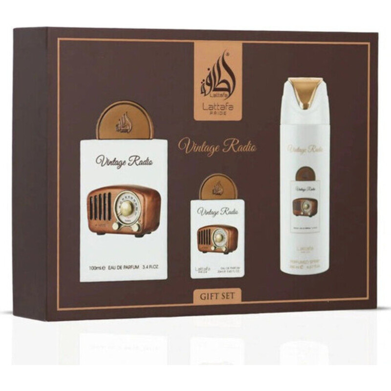 Dāvanu komplekts Lattafa Pride Vintage Radio aromātisks koksnes aromāts, universāls (unisex)