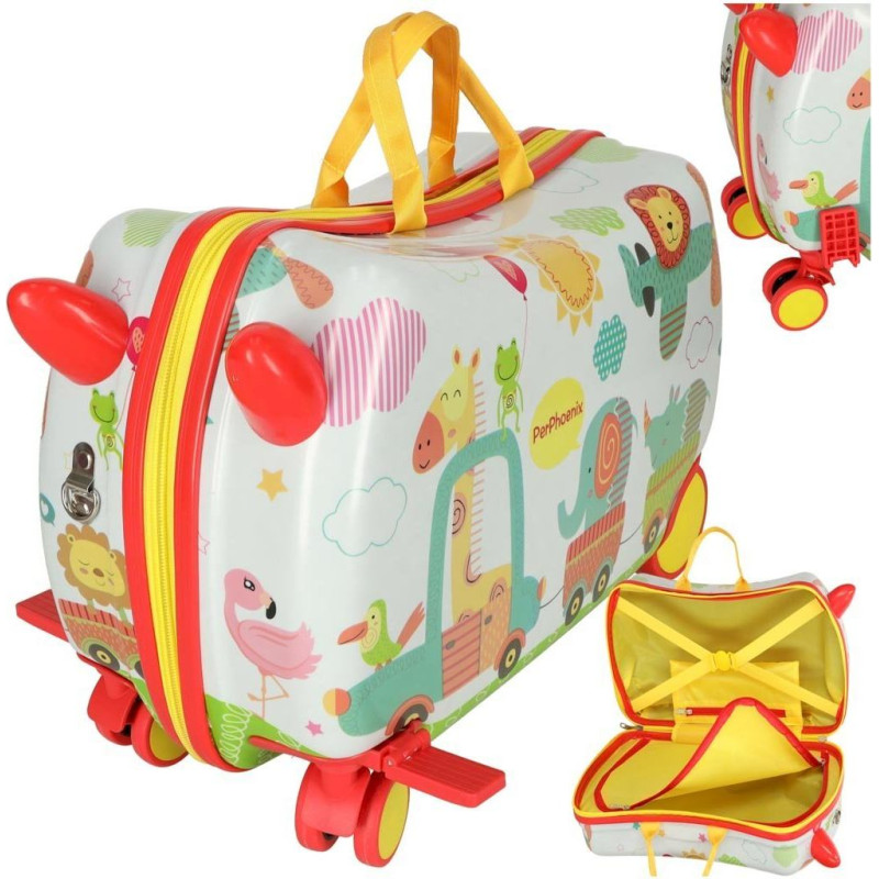 Bērnu ceļojumu koferis uz riteņiem ar dzīvniekiem