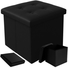 Ruhhy Sēdošais pūfe 25779 Melns Eko-āda Uzglabāšanai