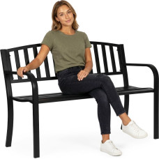 Multigarden Ławka ogrodowa z oparciem 120x50 cm metalowa parkowa czarna MultiGarden