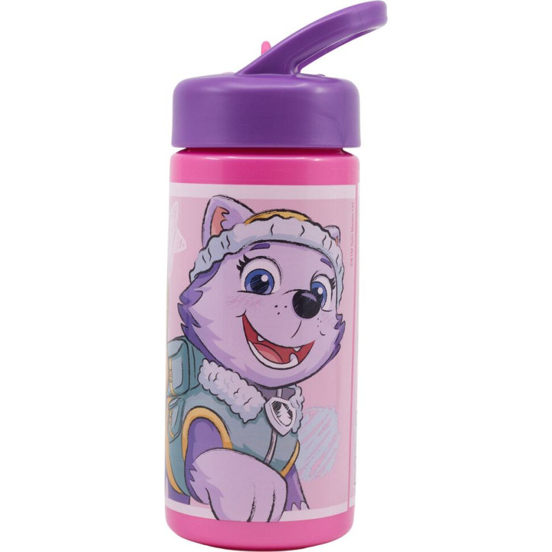 Dzeramā ūdens pudele ar salmiņu Paw Patrol, 410 ml, rozā