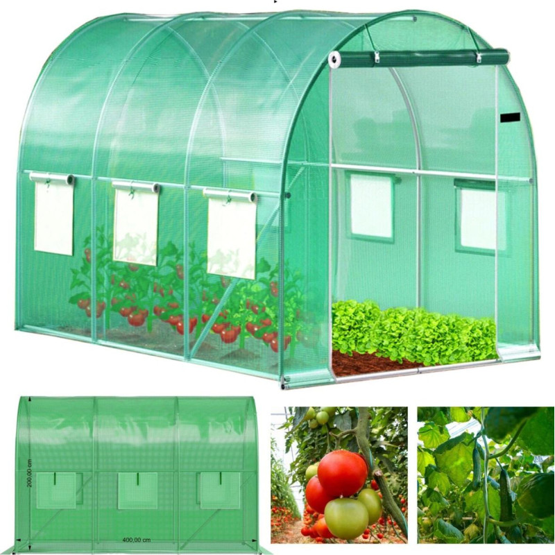 Bauerkraft Szklarnia tunel ogrodowy foliowy 4x2,5x2 m 10 m&sup2; metalowy stelaż folia UV