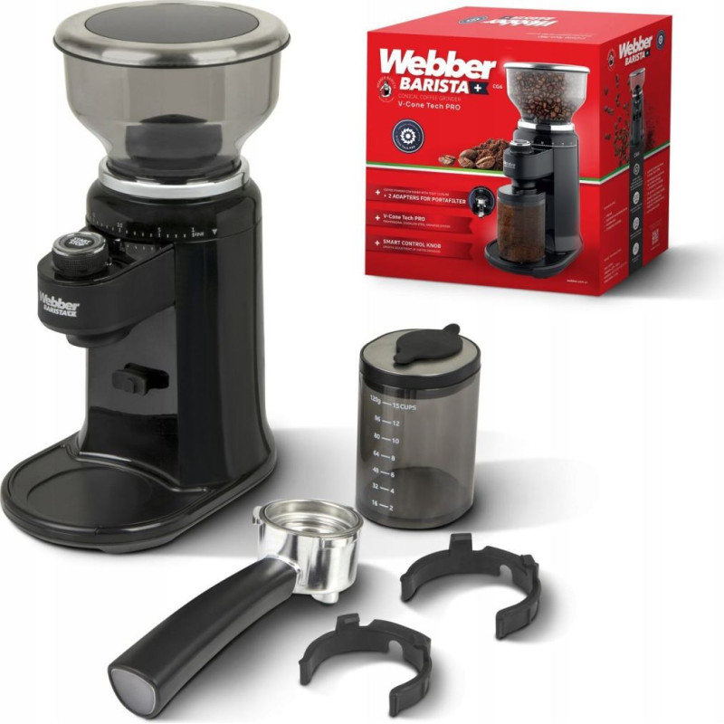 Webber Młynek elektryczny żarnowy do kawy automatyczny 25 poziom&oacute;w WEBBER CG6 180W