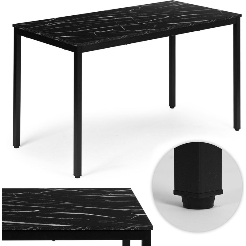 Modernhome Table for Kitchen Dining Room for 4-5 People Computer Desk 120x60 cm Black Marble ModernHome