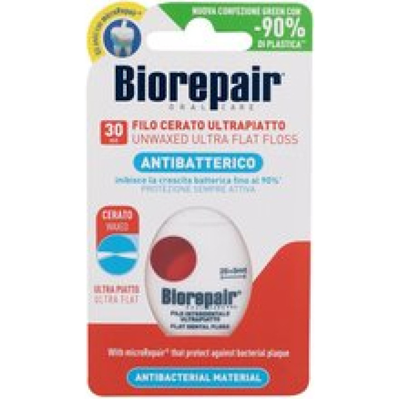Biorepair Antibacterial Unwaxed Ultra Flat Floss - Ultra ploch&aacute; zubn&iacute; nit pro citliv&eacute; zuby