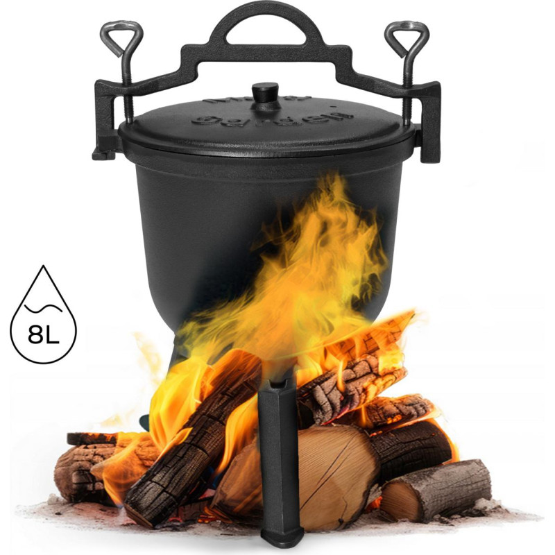Multigarden Cast iron standing cauldron 8L, hunter's pot, campfire grill, MultiGarden