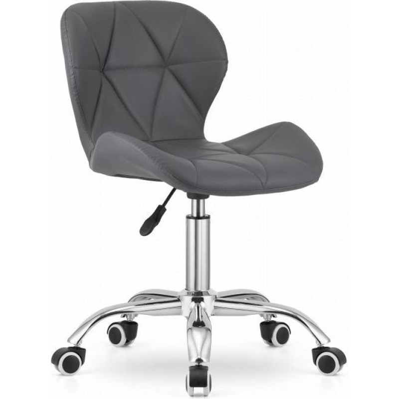 Leobert Office swivel chair with a wide backrest, eco-leather, chrome, gray
