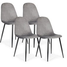 Modernhome Set of 4 Velvet Chairs for Dining and Living Room Grey ModernHome