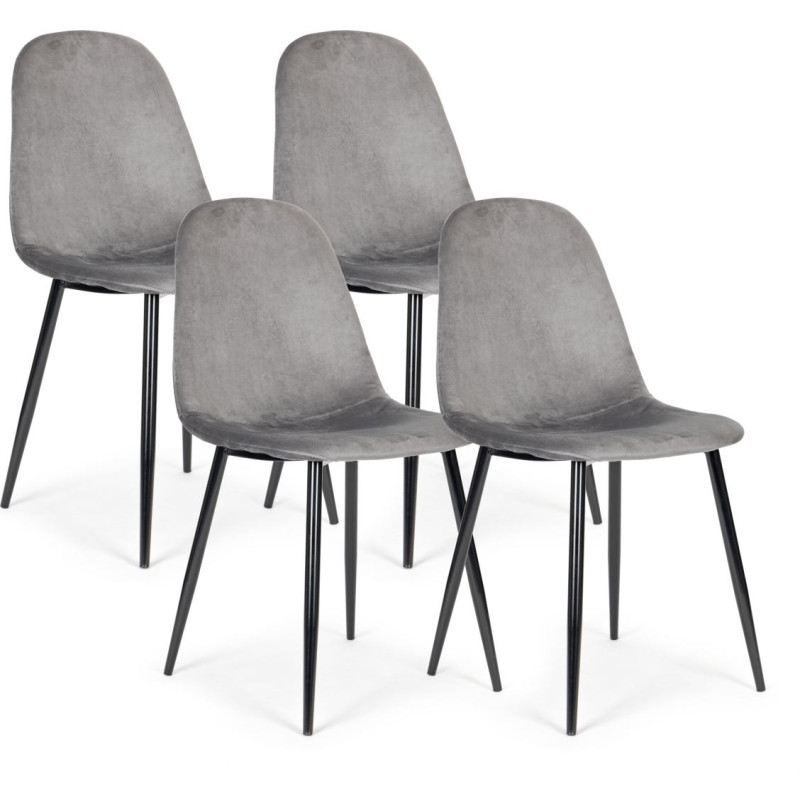 Modernhome Set of 4 Velvet Chairs for Dining and Living Room Grey ModernHome