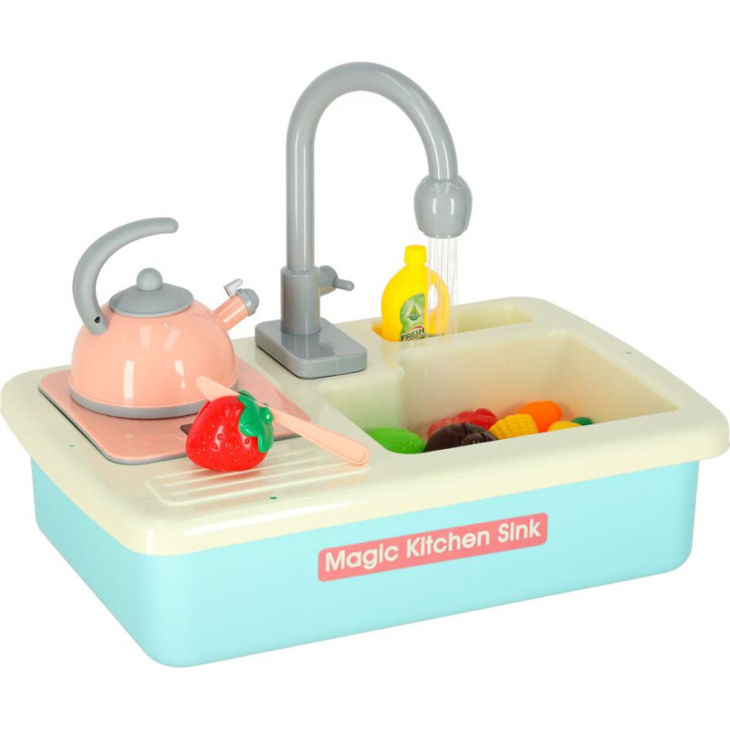 Bērnu izlietne ar piederumiem XXL zila – interaktīvs rotaļu virtuves komplekts