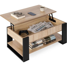 Modernhome Stolik kawowy rozkładany blat podnoszony 90 cm schowek p&oacute;łka dąb sonoma ModernHome