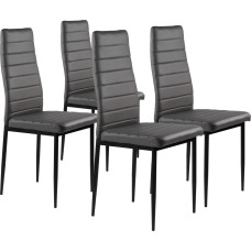 Modernhome Dining and living room chair set, eco-leather, 4 pcs, high backrest, gray, ModernHome