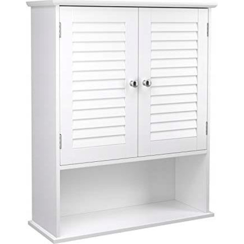 Leobert Wall-Mounted Bathroom Cabinet &ndash; Shelf Unit with Adjustable Shelf White