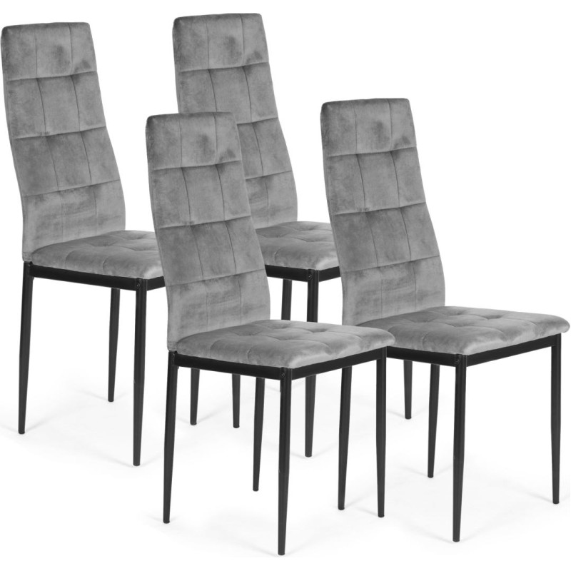 Modernhome Set of 4 Velvet Chairs for Dining and Living Room Grey ModernHome