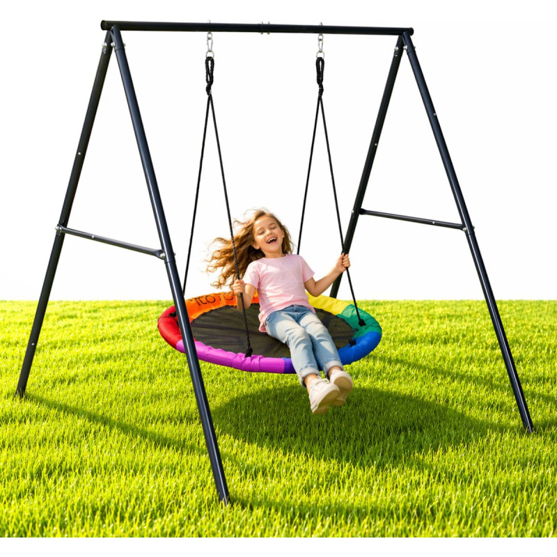 Ecotoys Huśtawka ogrodowa dla dzieci bocianie gniazdo 100 cm stalowy stelaż ECOTOYS