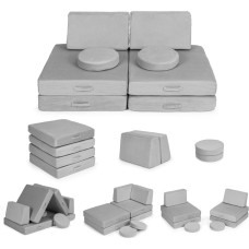 Ecotoys Large foldable modular sofa for children DIY, 8 soft pillows - gray ECOTOYS
