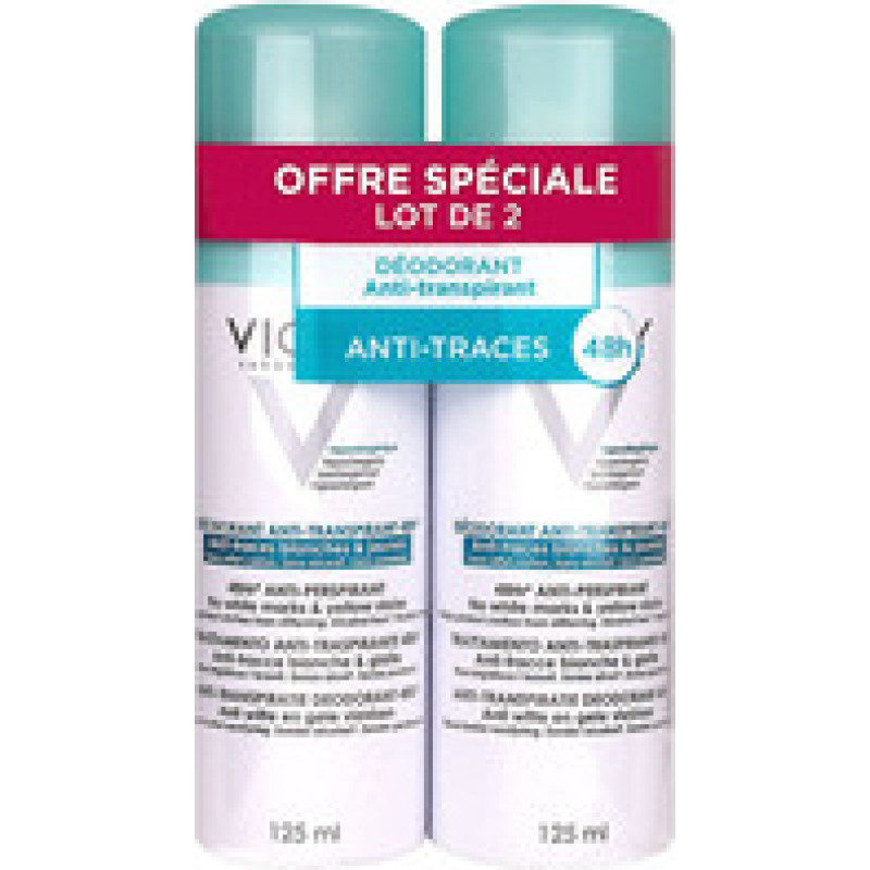 Vichy Deodorant Anti-Transpirant 48h ( 2 pcs ) - Alcohol-free deodorant spray with a 48-hour effect