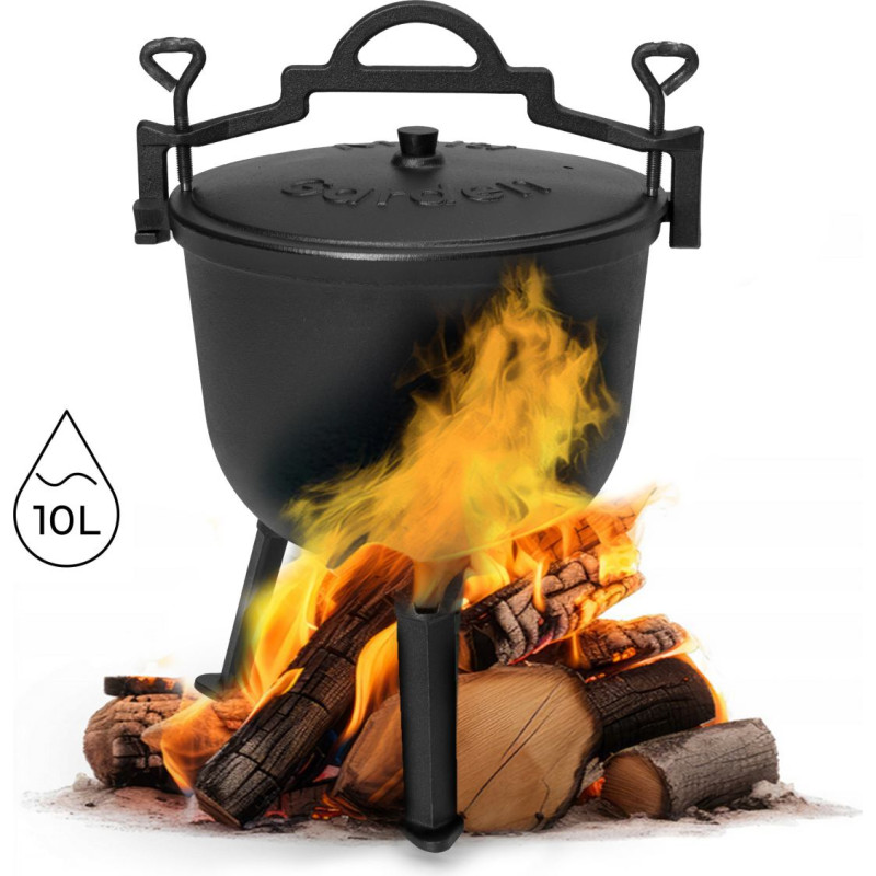 Multigarden Kociołek żeliwny stojący 10L garnek myśliwski ognisko grill MultiGarden