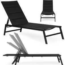 Multigarden Leżak ogrodowy plażowy leżanka regulacja oparcia stalowa konstrukcja czarny MultiGarden